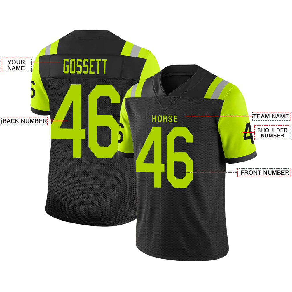 Custom black football jersey front view | GameDay Jerseys