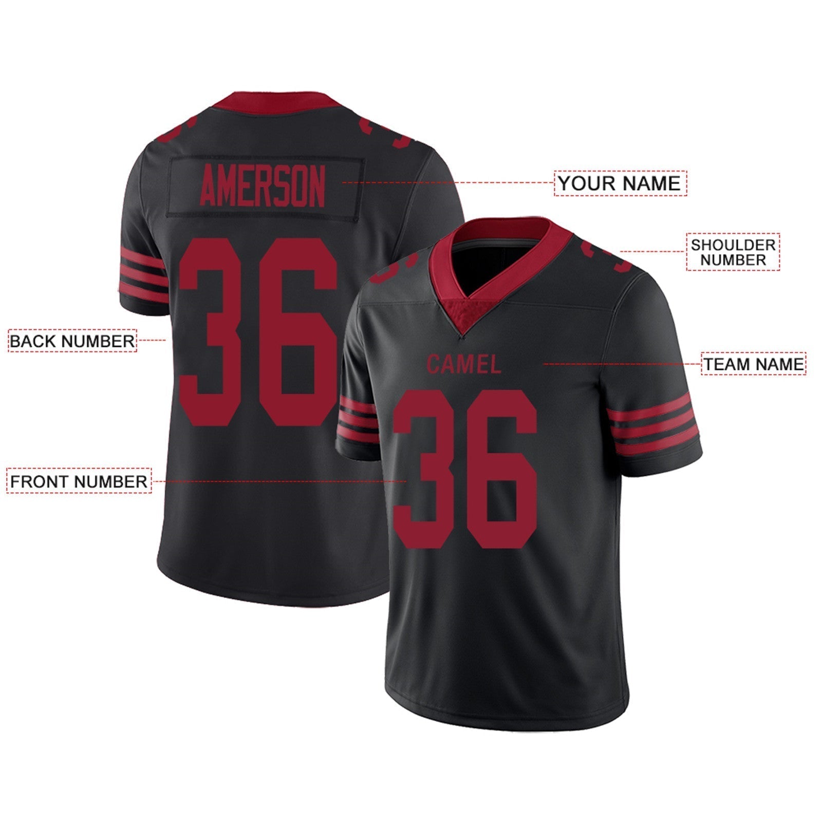 Custom red football jersey full view | GameDay Jerseys