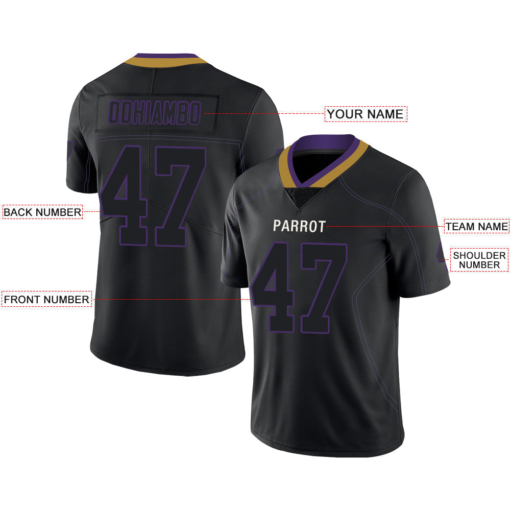 Custom black football jersey front view | GameDay Jerseys