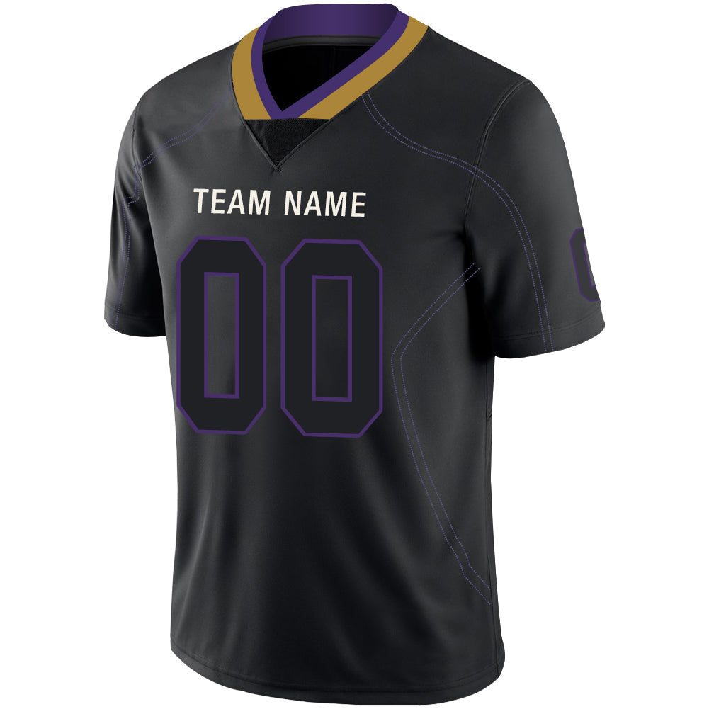 Custom black football jersey detail | GameDay Jerseys