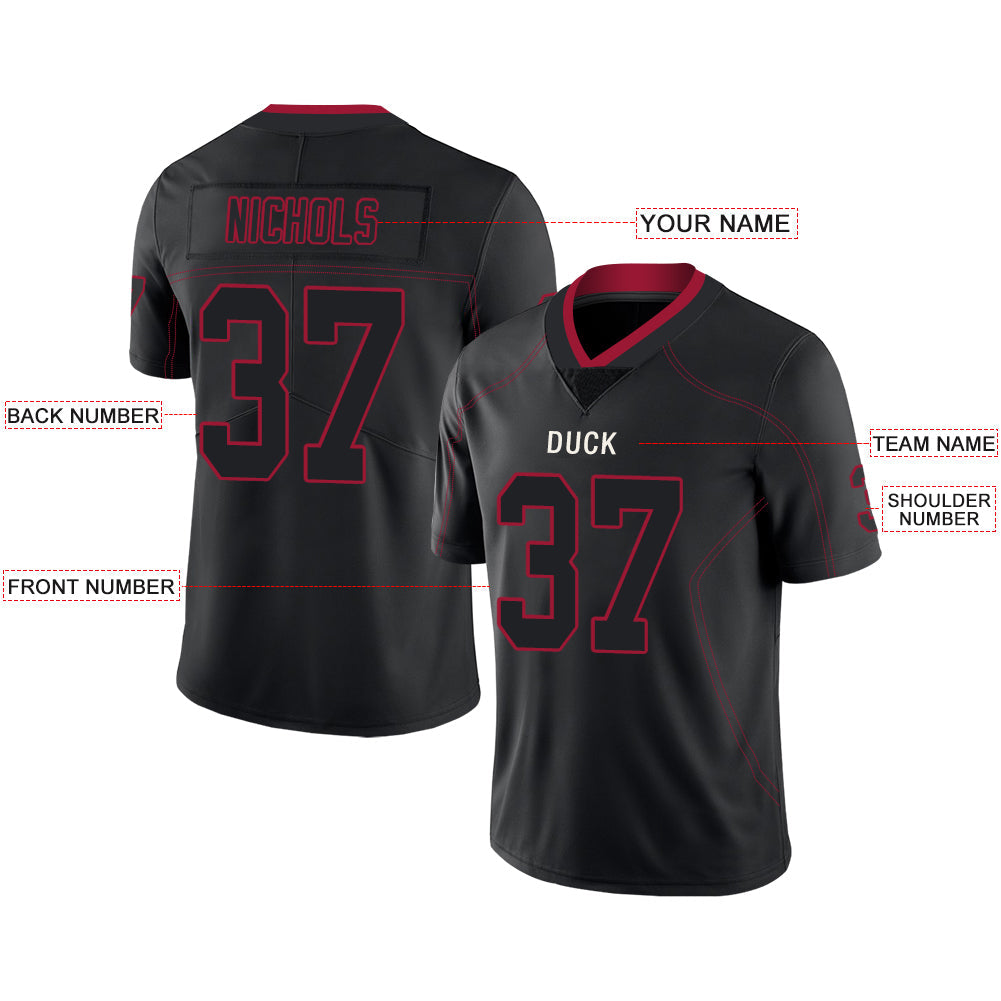 Custom black football jersey front view | GameDay Jerseys