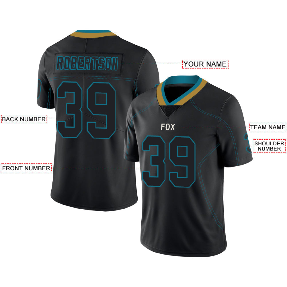 Custom black football jersey front view | GameDay Jerseys