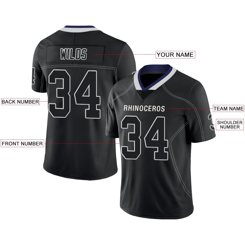 Custom black football jersey front view | GameDay Jerseys