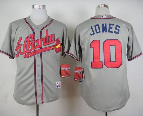 Custom Fan-Made Chipper Jones Atlanta Braves #10 Grey Baseball Jersey