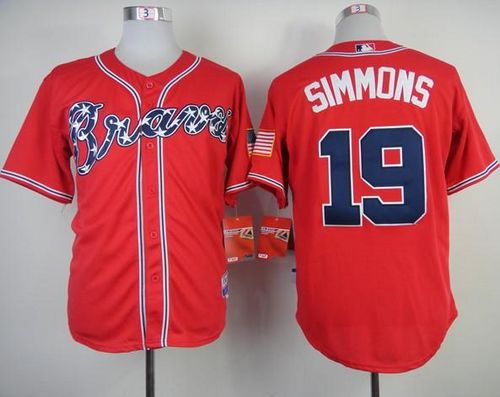 Custom Fan-Made Andrelton Simmons Atlanta Braves #19 Red Baseball Jersey