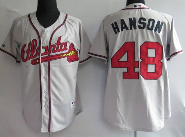 Custom Fan-Made Tommy Hanson Atlanta Braves #48 Grey Baseball Jersey