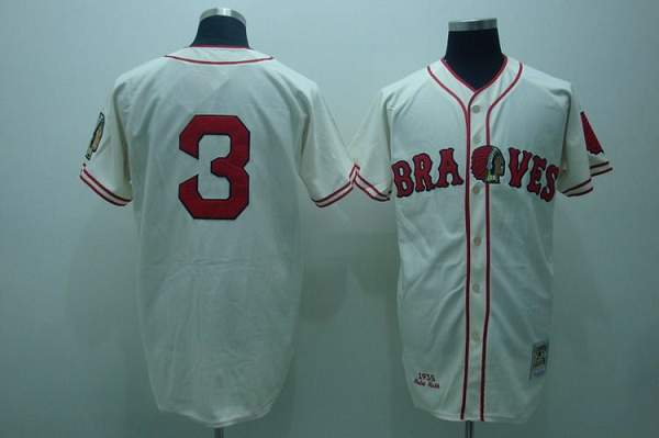 Custom Fan-Made Babe Ruth Atlanta Braves #3 Throwback Baseball Jersey
