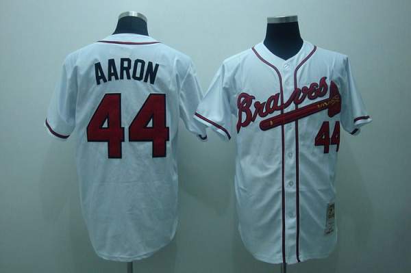 Custom Fan-Made Hank Aaron Atlanta Braves #44 White Throwback Baseball Jersey