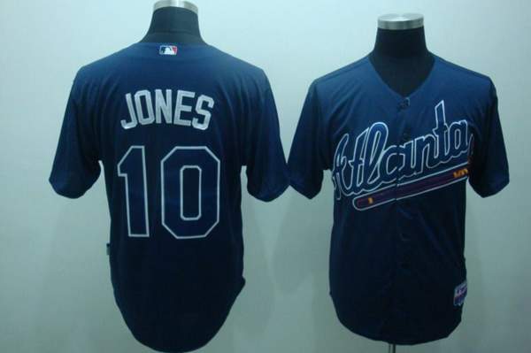 Custom Fan-Made Chipper Jones Practise Atlanta Braves #10 Blue Baseball Jersey