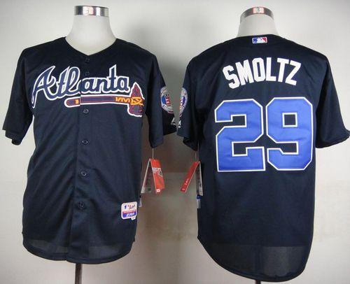 Custom Fan-Made John Smoltz Atlanta Braves #29 Blue Baseball Jersey
