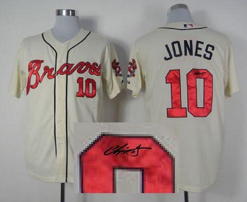 Custom Fan-Made Chipper Jones Autographed Atlanta Braves #10 Baseball Jersey