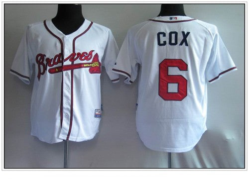 Custom Fan-Made Bobby Cox Atlanta Braves #6 White Baseball Jersey