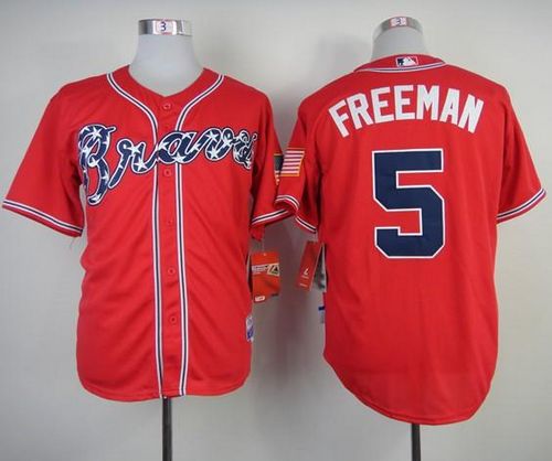 Custom Fan-Made Freddie Freeman Atlanta Braves #5 Red Baseball Jersey
