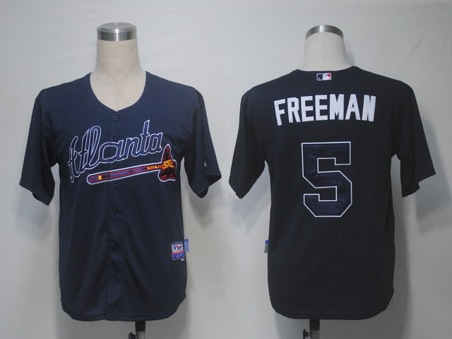 Custom Fan-Made Freddie Freeman Atlanta Braves #5 Blue Baseball Jersey