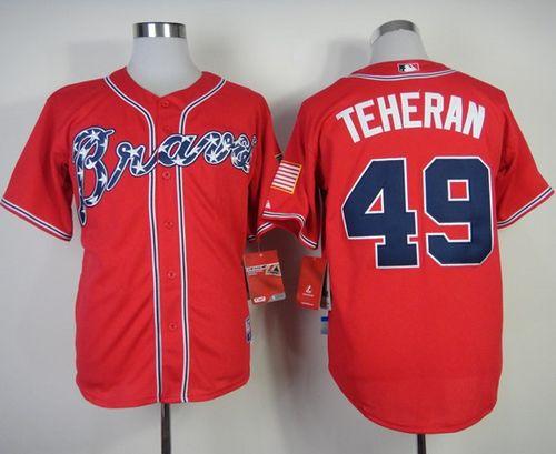 Custom Fan-Made Julio Teheran Atlanta Braves #49 Red Baseball Jersey