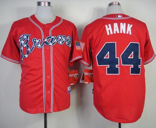 Custom Fan-Made Hank Aaron Atlanta Braves #44 Red Baseball Jersey