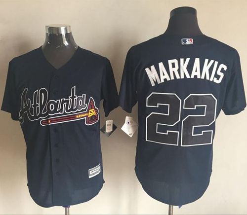 Custom Fan-Made Nick Markakis Atlanta Braves #22 Blue Baseball Jersey