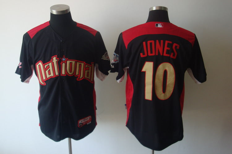 Custom Fan-Made Chipper Jones Nation BP Atlanta Braves #10 Black 2011 All-Star Edition Baseball Jersey