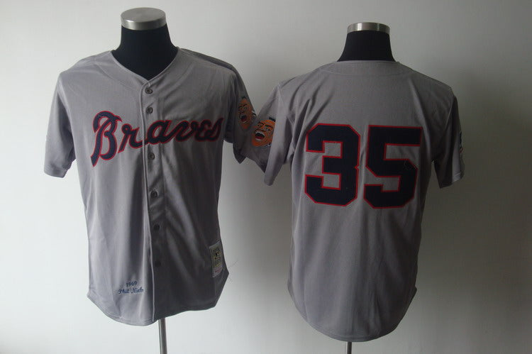 Custom Fan-Made Phil Niekro Atlanta Braves #35 Grey 1969 Baseball Jersey