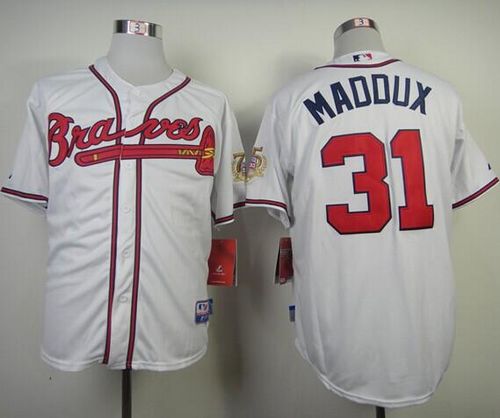 Custom Fan-Made Greg Maddux Atlanta Braves #31 White Baseball Jersey