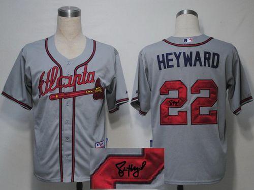 Custom Fan-Made Jason Heyward Autographed Atlanta Braves #22 Grey Baseball Jersey