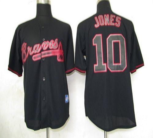 Custom Fan-Made Chipper Jones Atlanta Braves #10 Black Baseball Jersey