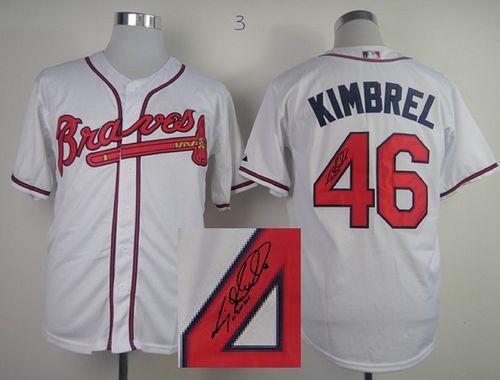 Custom Fan-Made Craig Kimbrel Autographed Atlanta Braves #46 White Baseball Jersey