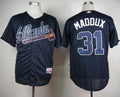 Custom Fan-Made Greg Maddux Atlanta Braves #31 Blue Baseball Jersey