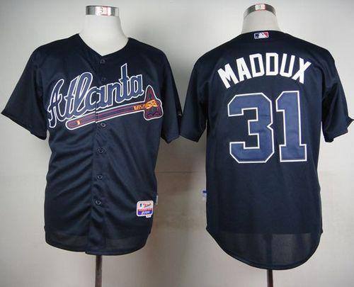 Custom Fan-Made Greg Maddux Atlanta Braves #31 Blue Baseball Jersey