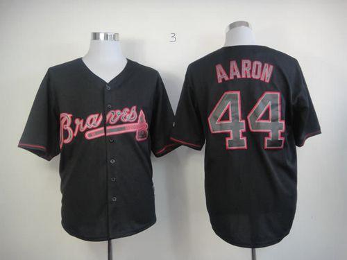 Custom Fan-Made Hank Aaron Atlanta Braves #44 Black Baseball Jersey