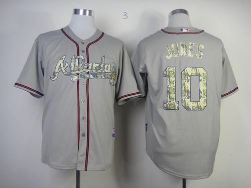 Custom Fan-Made Chipper Jones Atlanta Braves #10 Grey USMC Baseball Jersey