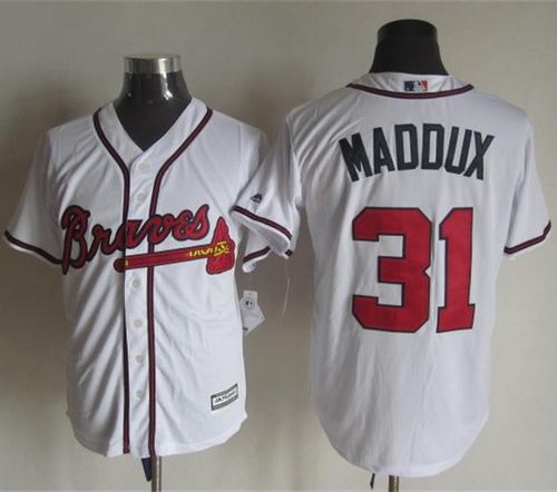 Custom Fan-Made Greg Maddux Atlanta Braves #31 White Baseball Jersey