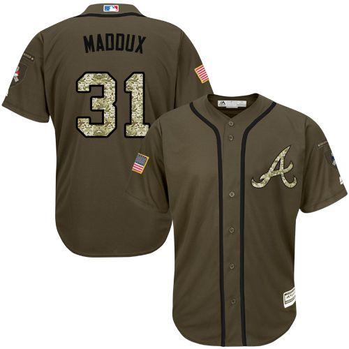 Custom Fan-Made Greg Maddux Atlanta Braves #31 Green Service Edition Baseball Jersey