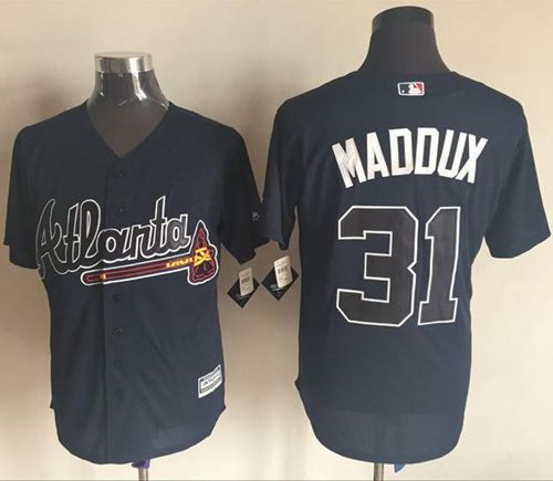 Custom Fan-Made Greg Maddux Atlanta Braves #31 Blue Baseball Jersey