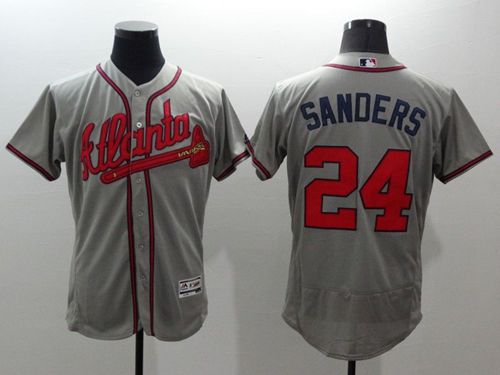 Custom Fan-Made Deion Sanders Atlanta Braves #24 Grey Baseball Jersey