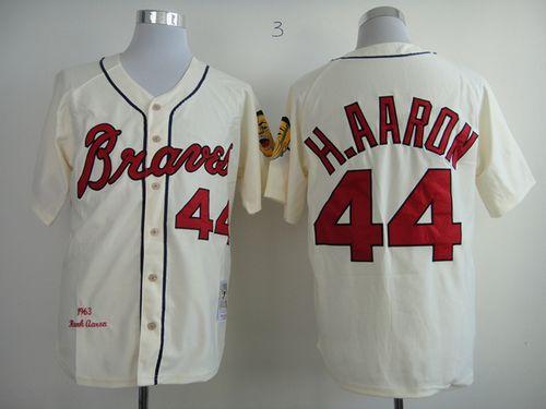 Custom Fan-Made Hank Aaron Atlanta Braves #44 1963 Throwback Baseball Jersey