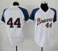 Custom Fan-Made Hank Aaron Atlanta Braves #44 White 1974 Throwback Baseball Jersey