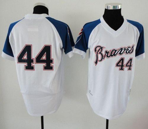 Custom Fan-Made Hank Aaron Atlanta Braves #44 White 1974 Throwback Baseball Jersey