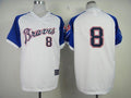Custom Fan-Made Justin Upton Atlanta Braves #8 White 1974 Throwback Baseball Jersey