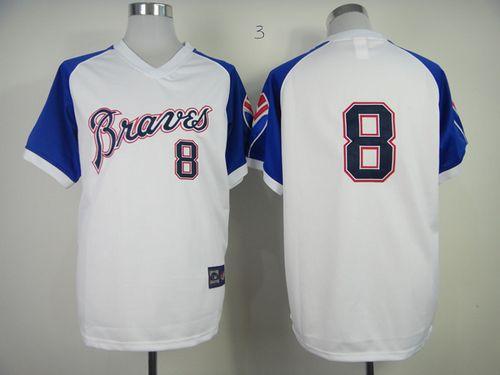 Custom Fan-Made Justin Upton Atlanta Braves #8 White 1974 Throwback Baseball Jersey