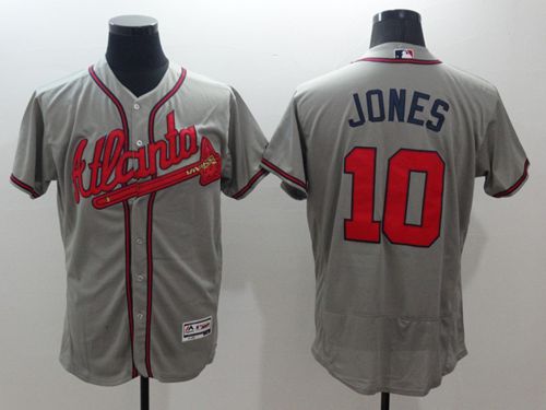Custom Fan-Made Chipper Jones Atlanta Braves #10 Grey Baseball Jersey