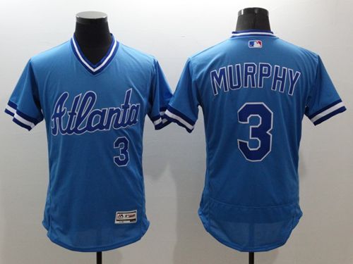 Custom Fan-Made Dale Murphy Cooperstown Atlanta Braves #3 Blue Baseball Jersey