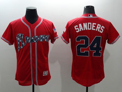 Custom Fan-Made Deion Sanders Atlanta Braves #24 Red Baseball Jersey
