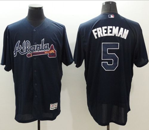 Custom Fan-Made Freddie Freeman Atlanta Braves #5 Blue Baseball Jersey