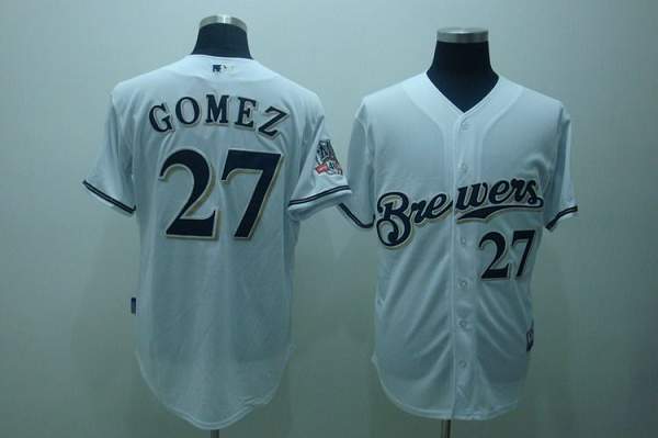 Custom Fan-Made Carlos Gomez Milwaukee Brewers #27 White Baseball Jersey