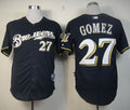 Custom Fan-Made Carlos Gomez Milwaukee Brewers #27 Blue Baseball Jersey
