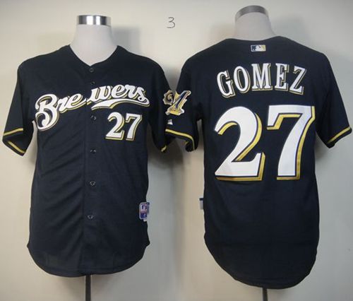 Custom Fan-Made Carlos Gomez Milwaukee Brewers #27 Blue Baseball Jersey