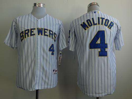 Custom Fan-Made Paul Molitor Milwaukee Brewers #4 White Baseball Jersey