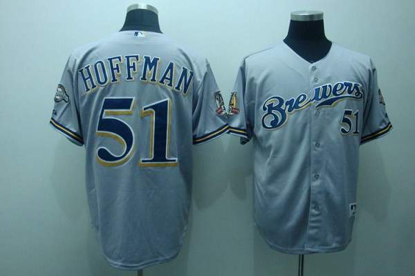 Custom Fan-Made Trevor Hoffman Milwaukee Brewers #51 Grey Baseball Jersey