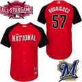 Custom Fan-Made Francisco Rodriguez Milwaukee Brewers #57 Red 2015 All-Star Edition Baseball Jersey